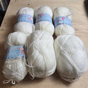 Mary Maxim Baby Soft yarn White shade 1 4 full skeins 2 opened